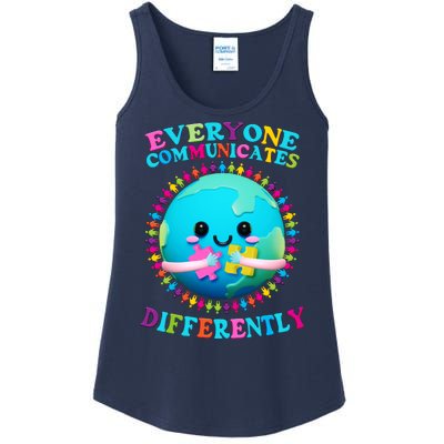 Everyone Communicated Differently Autism Awareness Acceptance Ladies Essential Tank