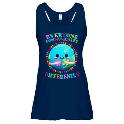 Everyone Communicated Differently Autism Awareness Acceptance Ladies Essential Flowy Tank