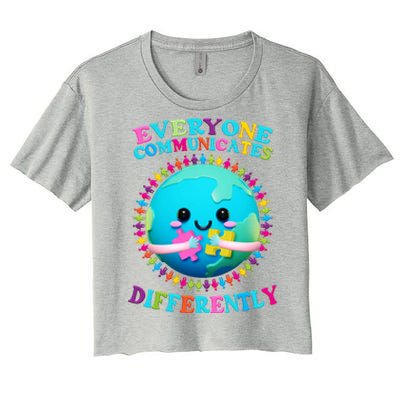 Everyone Communicated Differently Autism Awareness Acceptance Women's Crop Top Tee