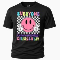 Everyone Communicates Differently Autism Awareness Teacher Cooling Performance Crew T-Shirt