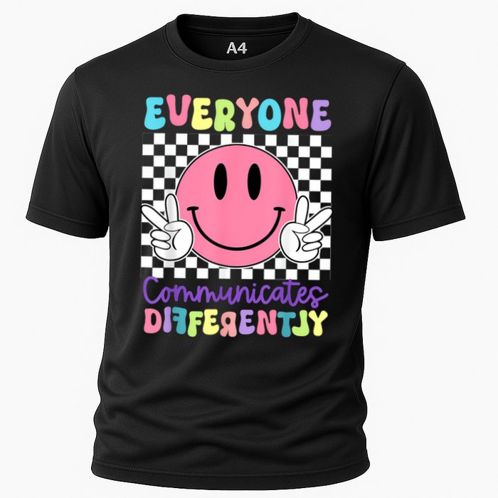 Everyone Communicates Differently Autism Awareness Teacher Cooling Performance Crew T-Shirt