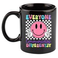 Everyone Communicates Differently Autism Awareness Teacher 11oz C Handle Ceramic Mug