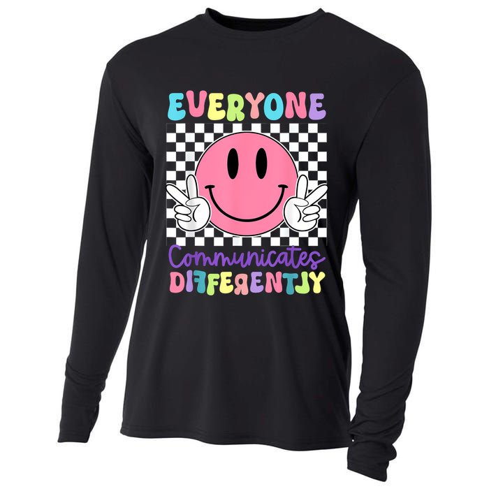 Everyone Communicates Differently Autism Awareness Teacher Cooling Performance Long Sleeve Crew