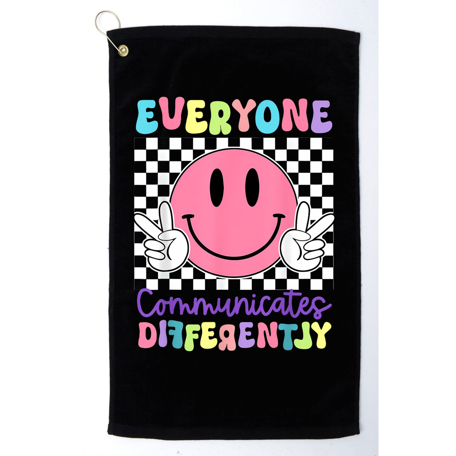 Everyone Communicates Differently Autism Awareness Teacher Golf Towel