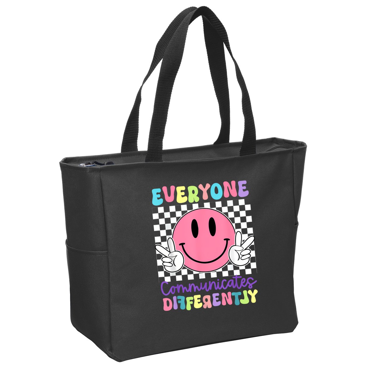 Everyone Communicates Differently Autism Awareness Teacher Zip Tote Bag