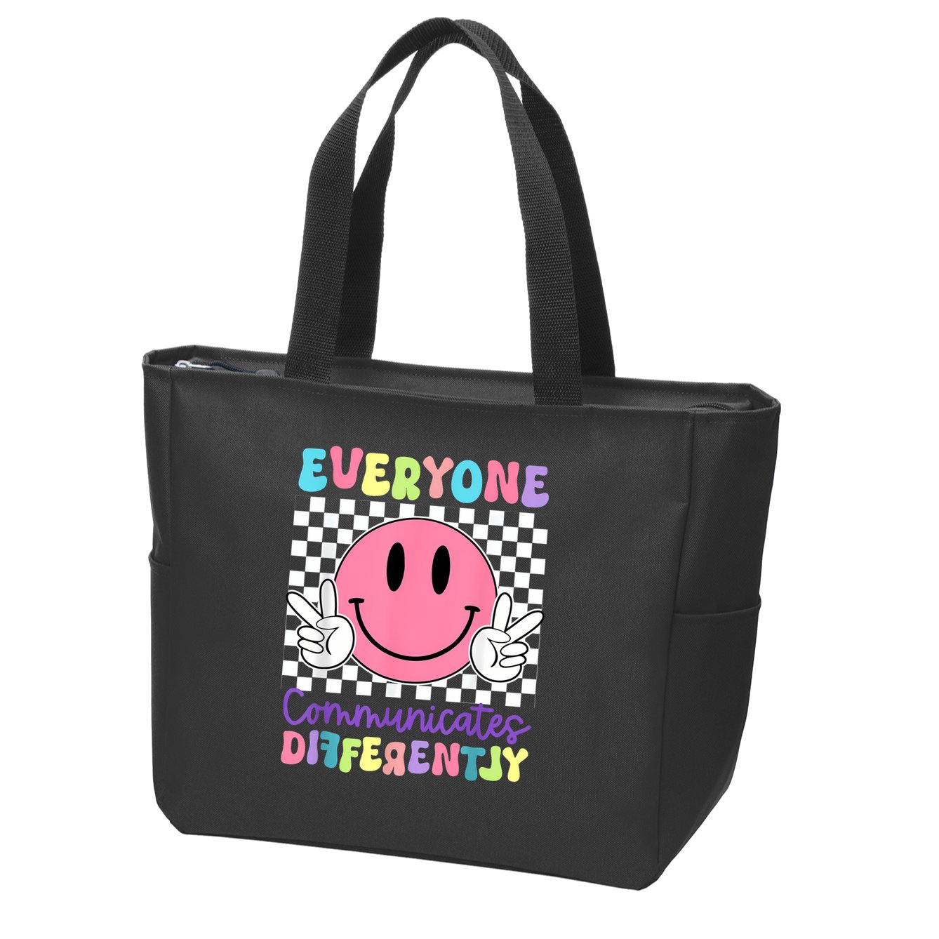 Everyone Communicates Differently Autism Awareness Teacher Zip Tote Bag