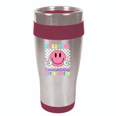 Everyone Communicates Differently Autism Awareness Teacher 16oz Travel Tumbler