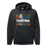 Everyone Communicate Differently Autism Awareness Day Performance Fleece Hoodie