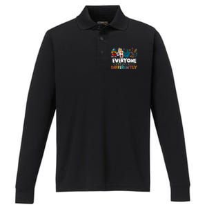 Everyone Communicate Differently Autism Awareness Day Performance Long Sleeve Polo