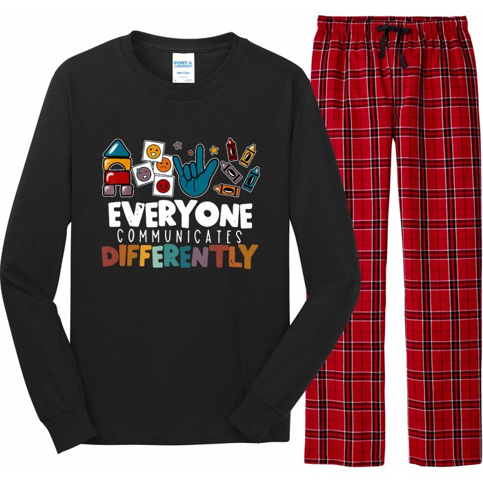 Everyone Communicate Differently Autism Awareness Day Long Sleeve Pajama Set