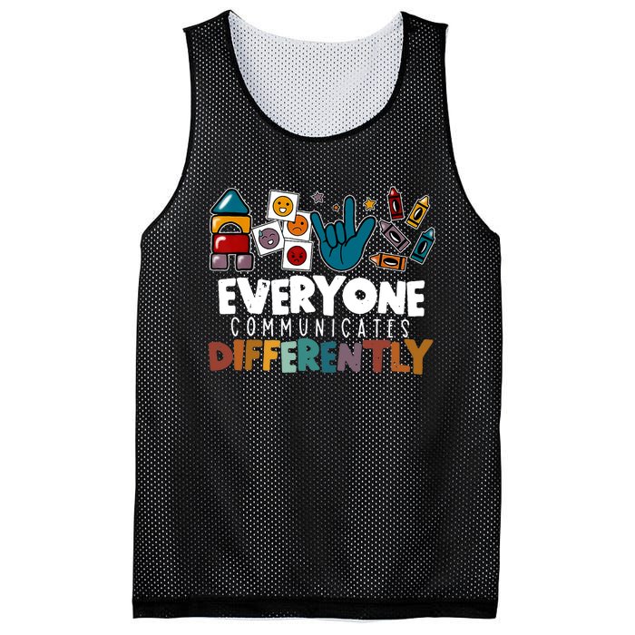 Everyone Communicate Differently Autism Awareness Day Mesh Reversible Basketball Jersey Tank