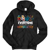 Everyone Communicate Differently Autism Awareness Day Tie Dye Hoodie