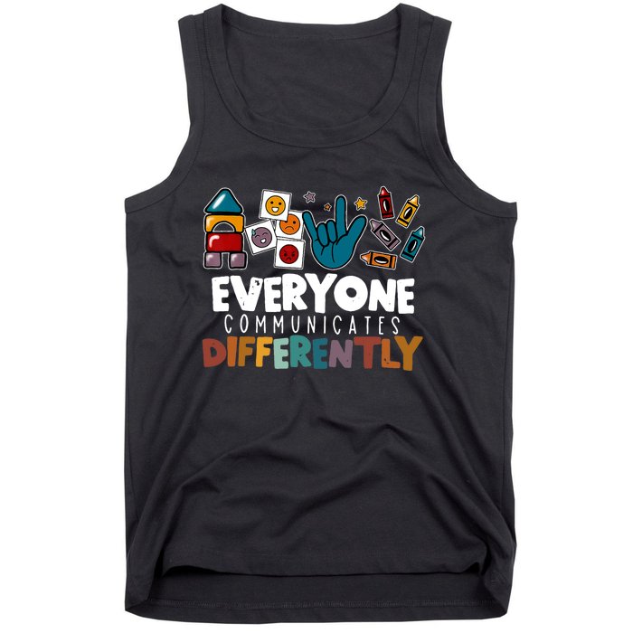 Everyone Communicate Differently Autism Awareness Day Tank Top