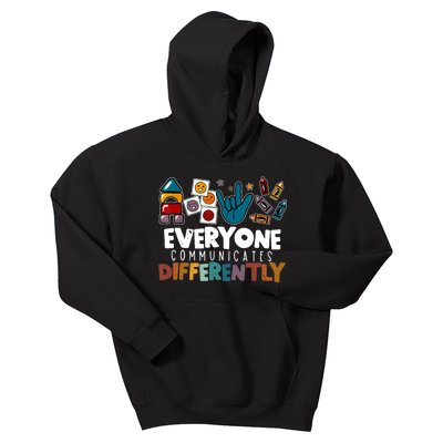 Everyone Communicate Differently Autism Awareness Day Kids Hoodie