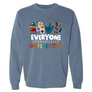 Everyone Communicate Differently Autism Awareness Day Garment-Dyed Sweatshirt