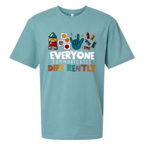 Everyone Communicate Differently Autism Awareness Day Sueded Cloud Jersey T-Shirt