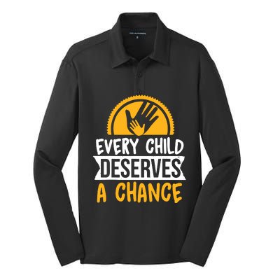 Every Child Deserves A Chance Silk Touch Performance Long Sleeve Polo