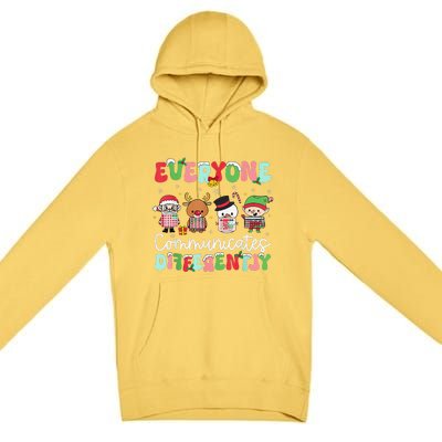 Everyone Communicate Differently Speech Therapy Christmas Premium Pullover Hoodie