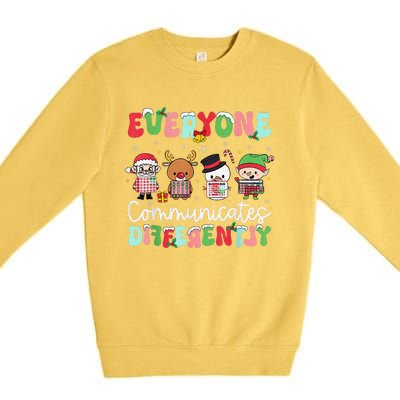 Everyone Communicate Differently Speech Therapy Christmas Premium Crewneck Sweatshirt