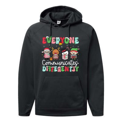 Everyone Communicate Differently Speech Therapy Christmas Performance Fleece Hoodie