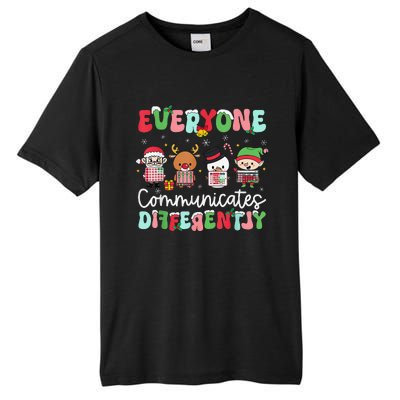 Everyone Communicate Differently Speech Therapy Christmas Tall Fusion ChromaSoft Performance T-Shirt