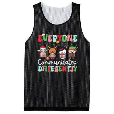 Everyone Communicate Differently Speech Therapy Christmas Mesh Reversible Basketball Jersey Tank