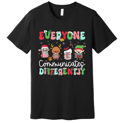 Everyone Communicate Differently Speech Therapy Christmas Premium T-Shirt