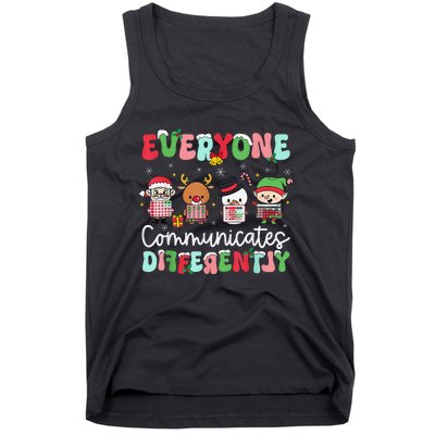 Everyone Communicate Differently Speech Therapy Christmas Tank Top