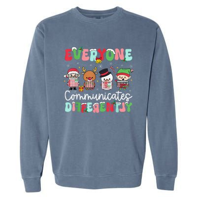 Everyone Communicate Differently Speech Therapy Christmas Garment-Dyed Sweatshirt