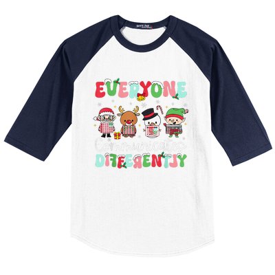 Everyone Communicate Differently Speech Therapy Christmas Baseball Sleeve Shirt