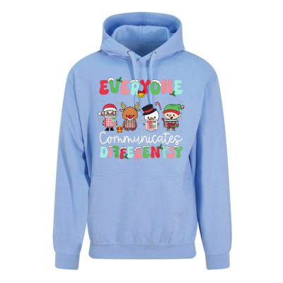 Everyone Communicate Differently Speech Therapy Christmas Unisex Surf Hoodie