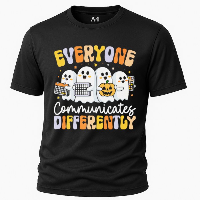 Everyone Communicates Differently Halloween Teacher Cooling Performance Crew T-Shirt