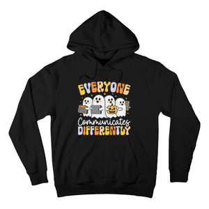 Everyone Communicates Differently Halloween Teacher Hoodie