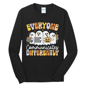 Everyone Communicates Differently Halloween Teacher Tall Long Sleeve T-Shirt