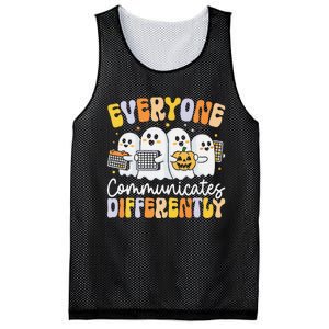 Everyone Communicates Differently Halloween Teacher Mesh Reversible Basketball Jersey Tank