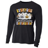 Everyone Communicates Differently Halloween Teacher Cooling Performance Long Sleeve Crew