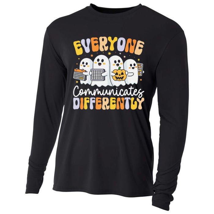 Everyone Communicates Differently Halloween Teacher Cooling Performance Long Sleeve Crew