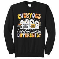 Everyone Communicates Differently Halloween Teacher Tall Sweatshirt