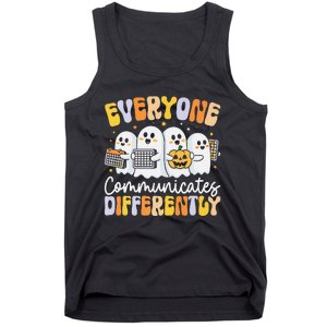 Everyone Communicates Differently Halloween Teacher Tank Top