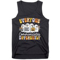 Everyone Communicates Differently Halloween Teacher Tank Top