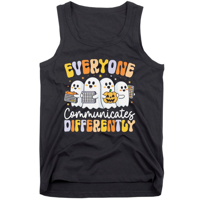 Everyone Communicates Differently Halloween Teacher Tank Top