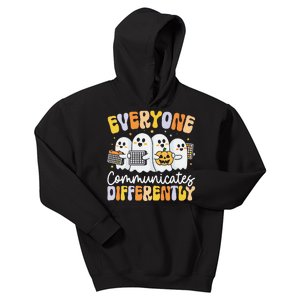 Everyone Communicates Differently Halloween Teacher Kids Hoodie