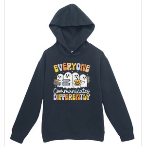 Everyone Communicates Differently Halloween Teacher Urban Pullover Hoodie