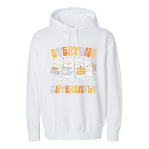 Everyone Communicates Differently Halloween Teacher Garment-Dyed Fleece Hoodie