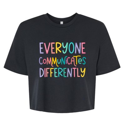 Everyone Communicates Differently Cute Autism Month Bella+Canvas Jersey Crop Tee