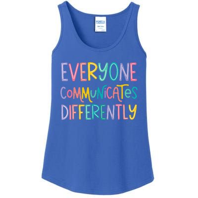 Everyone Communicates Differently Cute Autism Month Ladies Essential Tank