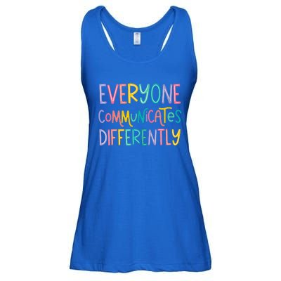 Everyone Communicates Differently Cute Autism Month Ladies Essential Flowy Tank