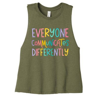 Everyone Communicates Differently Cute Autism Month Women's Racerback Cropped Tank