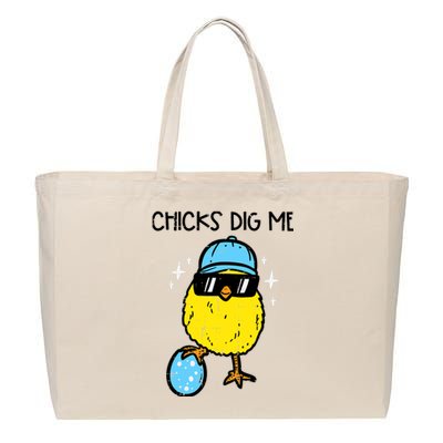 Easter Chicks Dig Me Cute Boy Teens Cotton Canvas Jumbo Tote