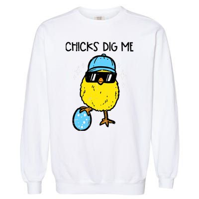 Easter Chicks Dig Me Cute Boy Teens Garment-Dyed Sweatshirt